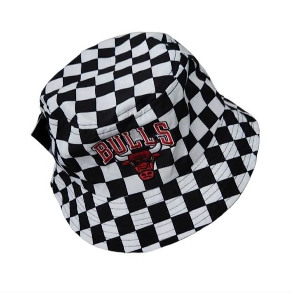Chicago Bulls Bucket Hat NEW w Tag Checkered Pattern Logo NBA Cap